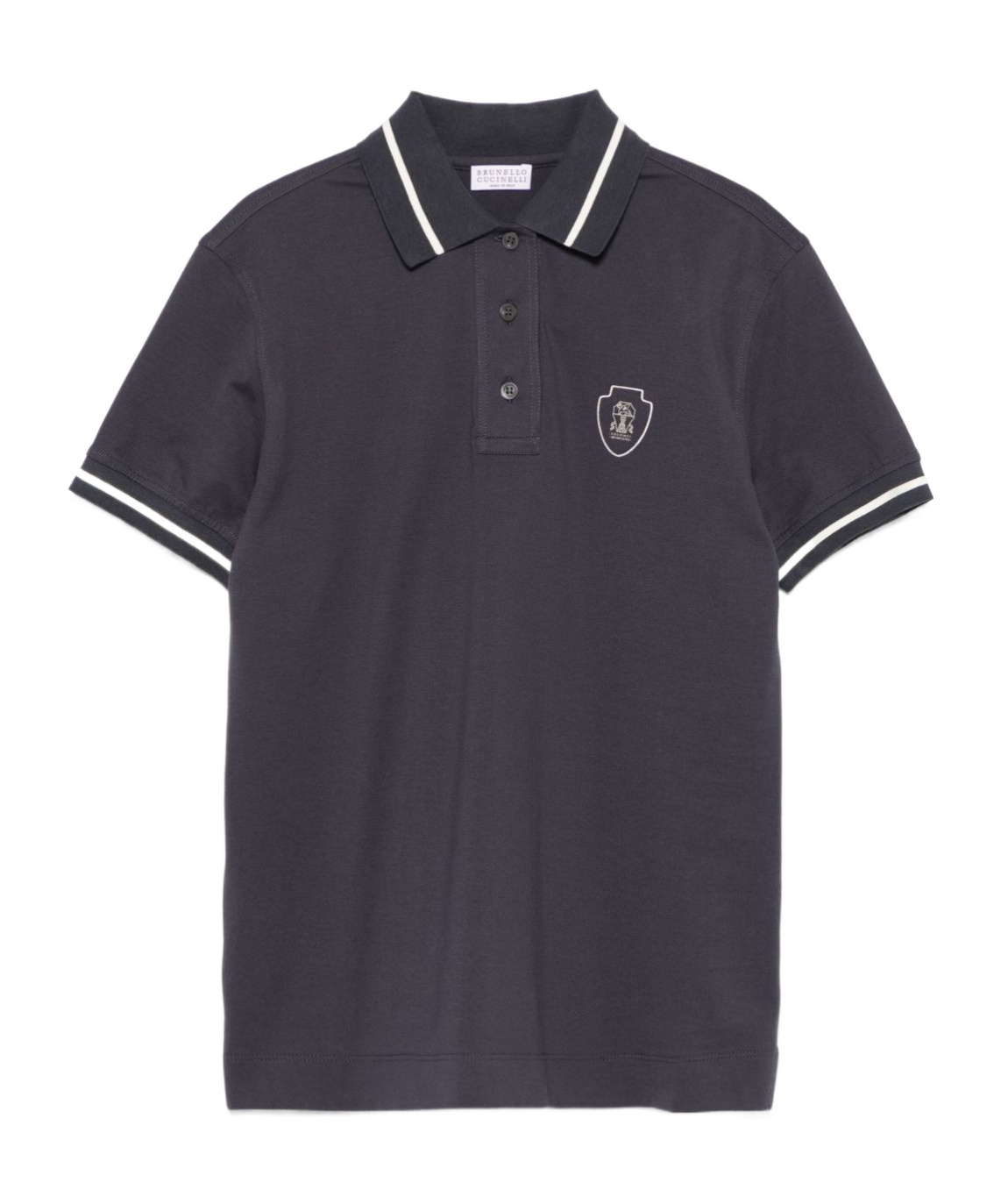 Brunello Cucinelli Polo Shirt With Lapel Short Sleeve In Black