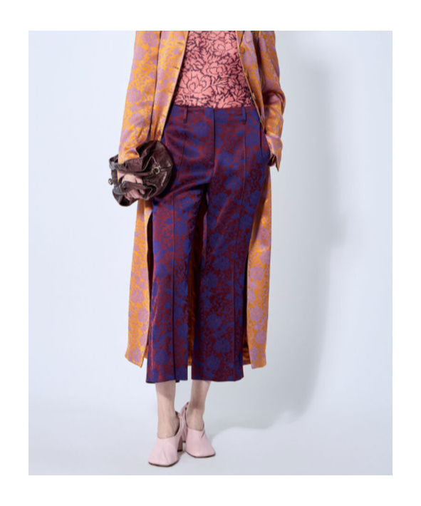 Dries Van Noten Womens Burgundy Puvis Floral-print Wide-leg Satin Trousers