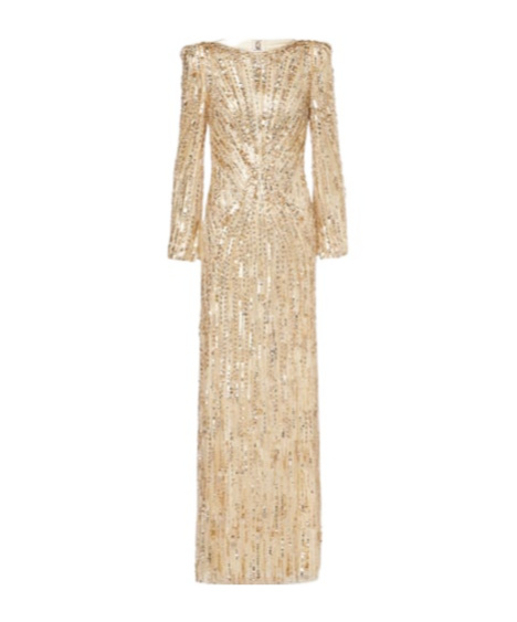 Jenny Packham Sequined Gown In Nude