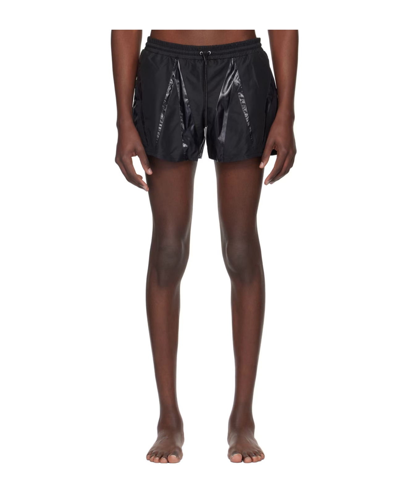 Mugler Black Paneled Swim Shorts In Black