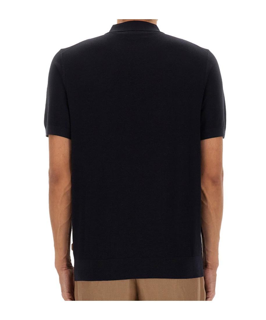 Hugo Boss Short Sleeve Polo Knit Sweater In Black