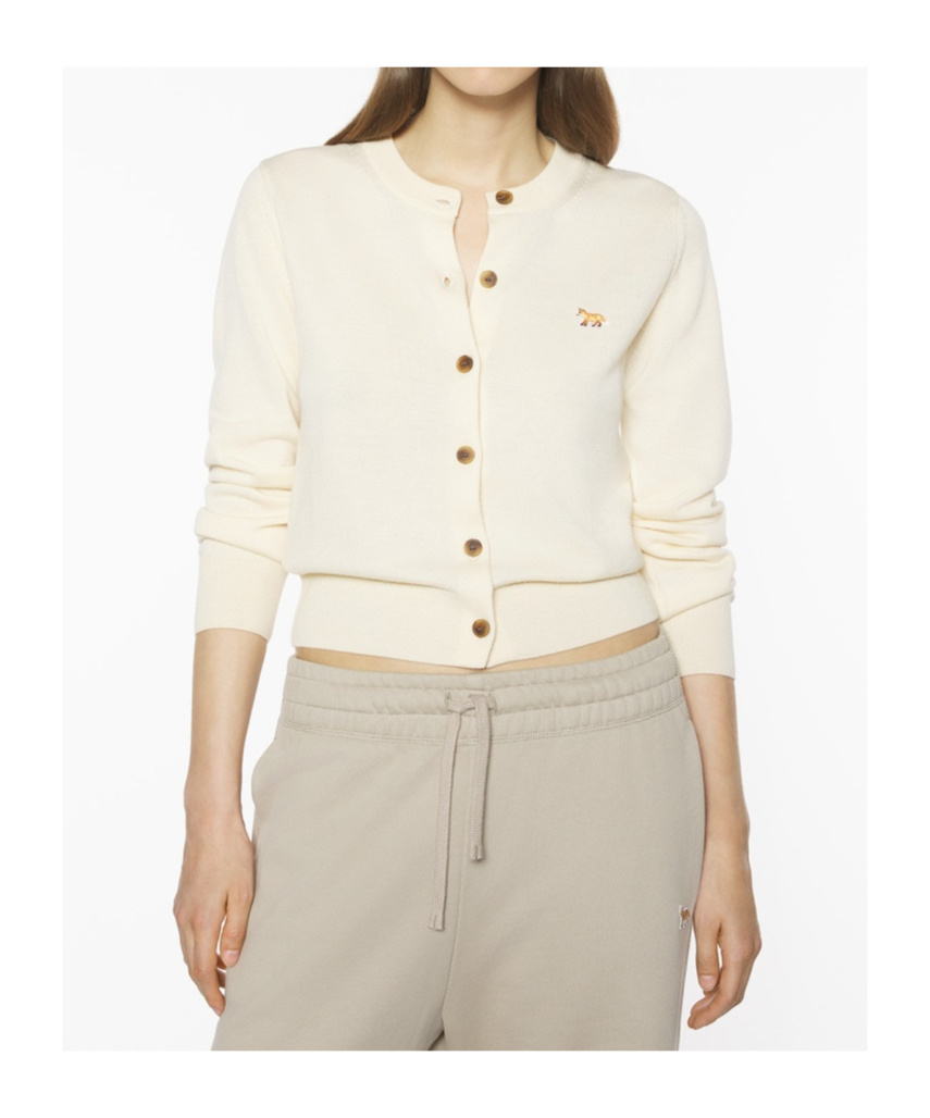 Maison Kitsuné Profile Fox-embroidered Button Cardigan In Neutral