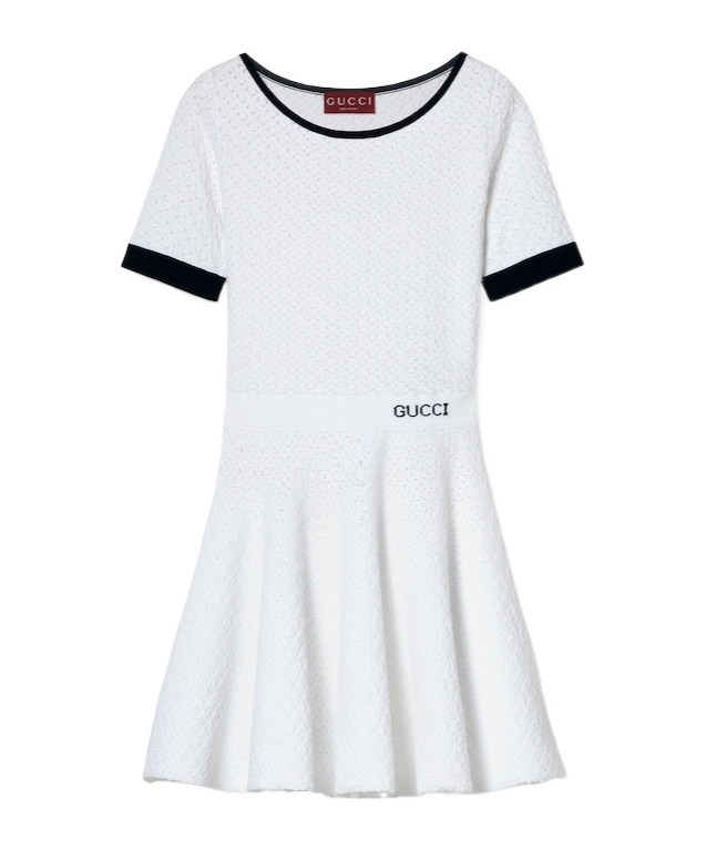 Gucci Fabric Dress With Intarsia In White