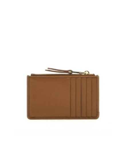 Miu Miu Biscuit Leather Card Holder In Brown