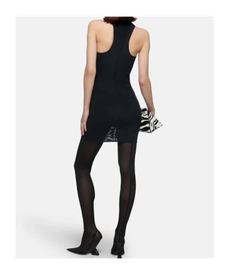 Attico Mesh Mini Dress In Black