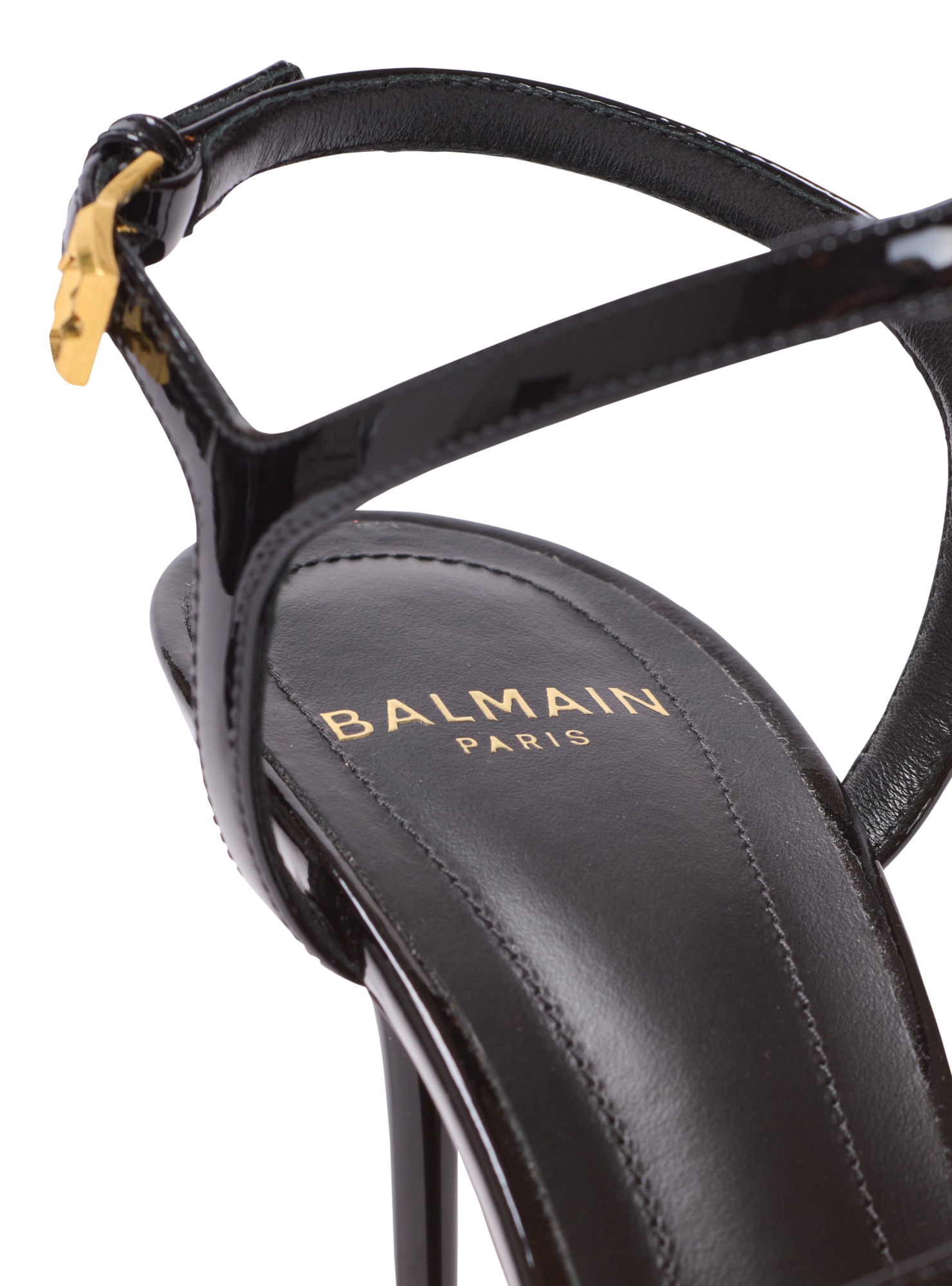 Balmain Sync Patent Leather Sandals With Heel In Black