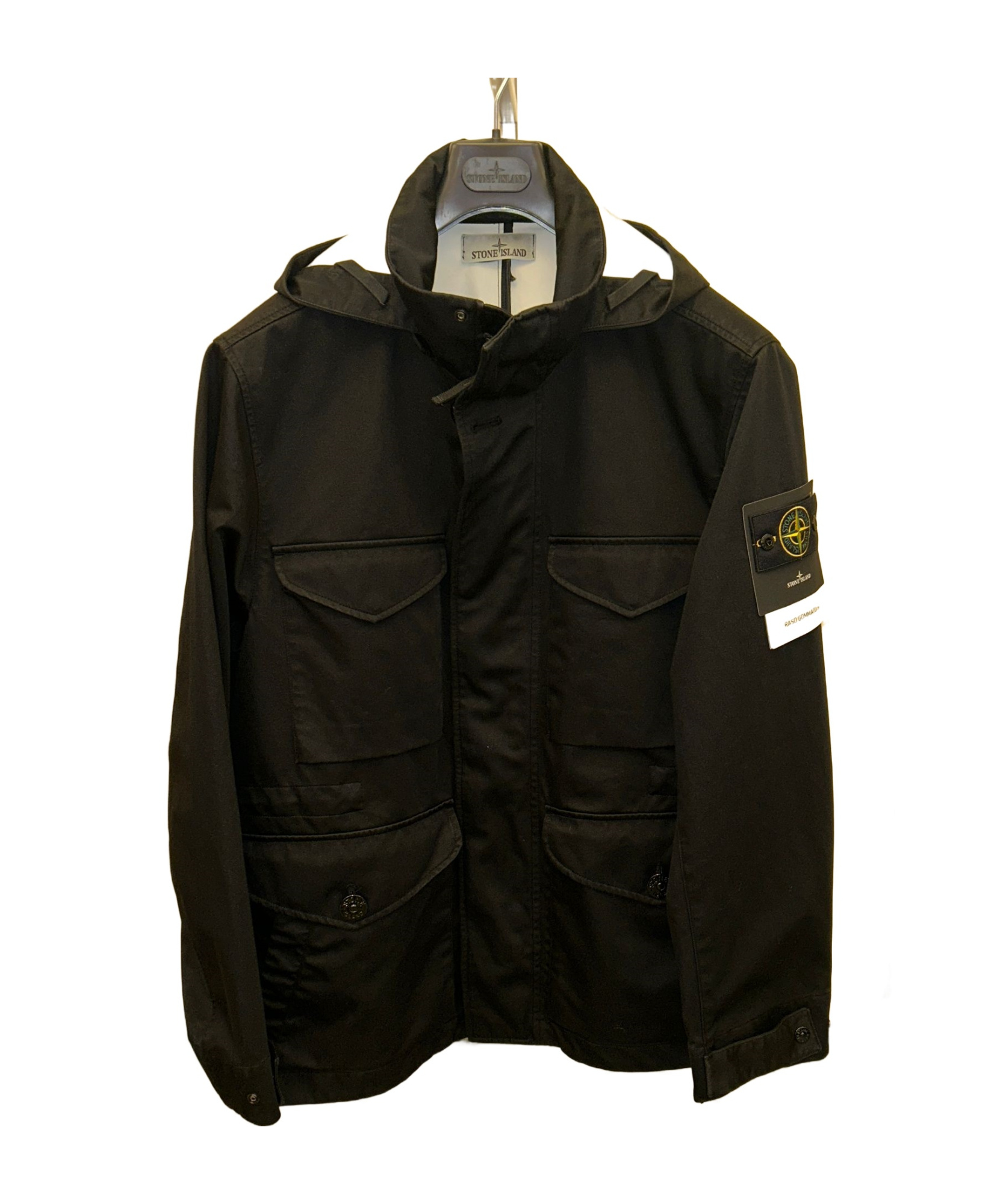 Stone Island Hooded Casual Jacket In Black