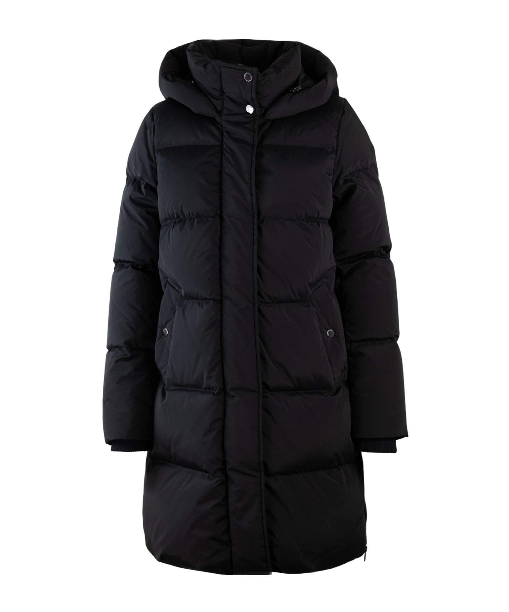 Woolrich Quilted Jacket With Concealed Zip And Snap Button Placket In Black