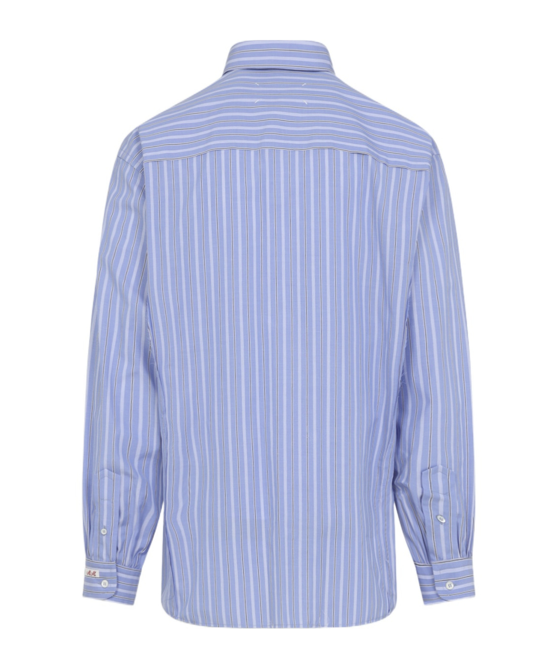 Maison Margiela Striped Long-sleeved Shirt In Blue