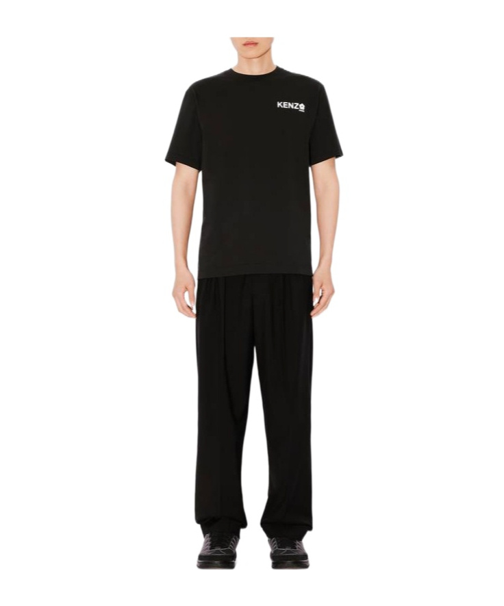 Kenzo Wool Pleated Tailored Trousers In Black