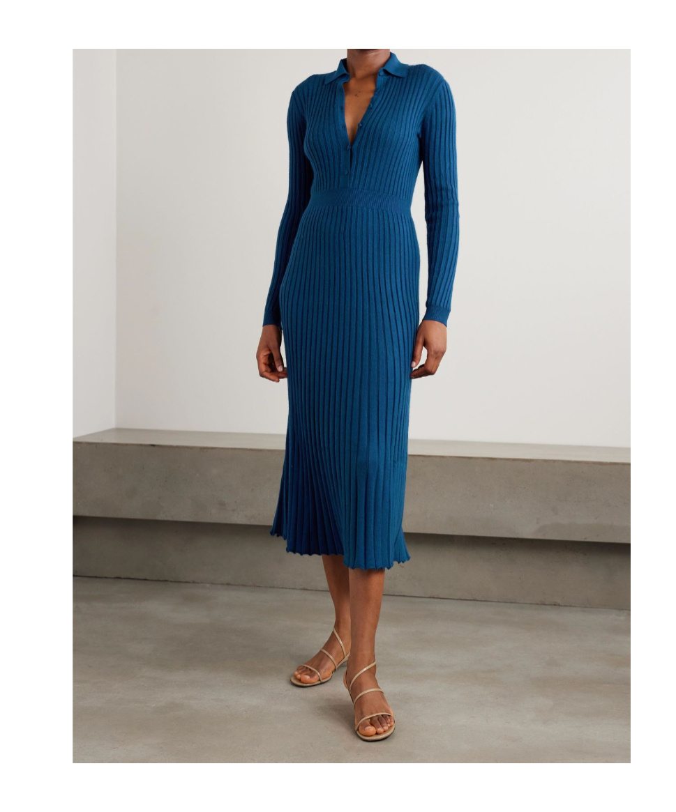 Gabriela Hearst Long Sleeve Dress In Blue