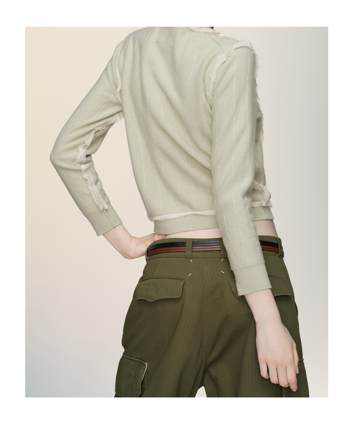 Maison Margiela Frayed Cardigan In Neutral