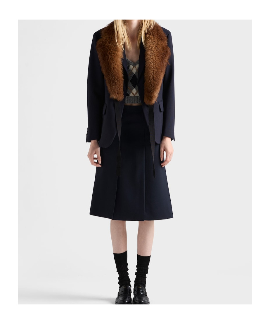 Prada Single-breasted Rush Stitch Jacket In Blue
