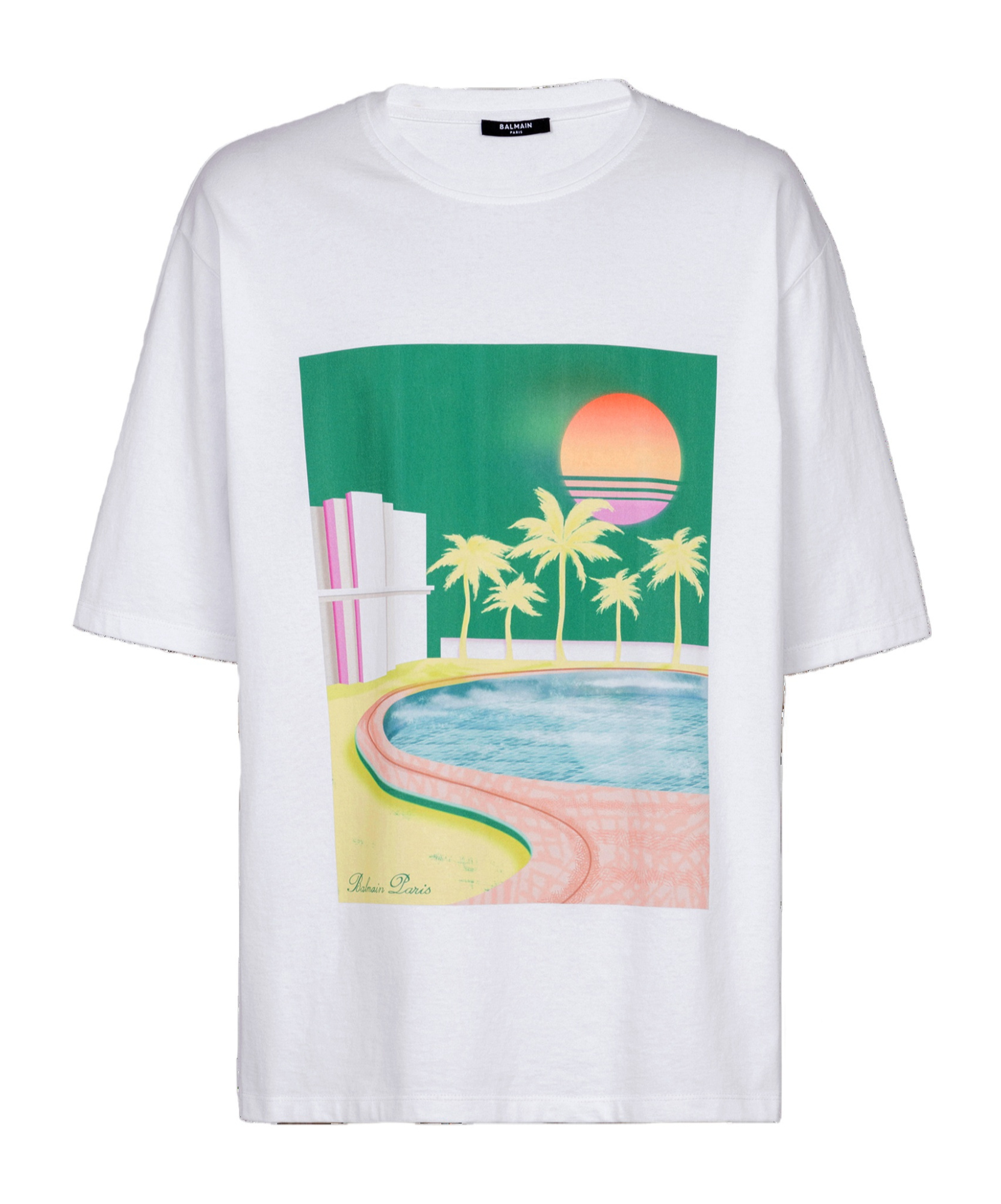 Balmain Graphic-print Cotton T-shirt In White