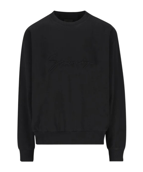 Givenchy Boxy Fit Embossed Logo Fleece Sweatshirt In Black