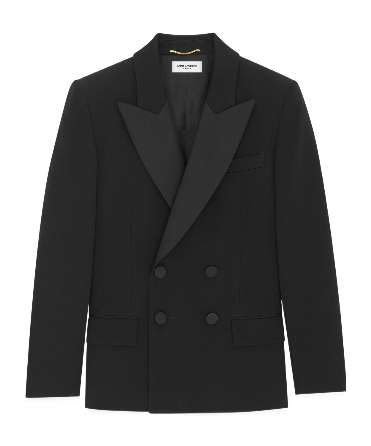 Saint Laurent Tuxedo Jacket In Grain De Poudre In Black