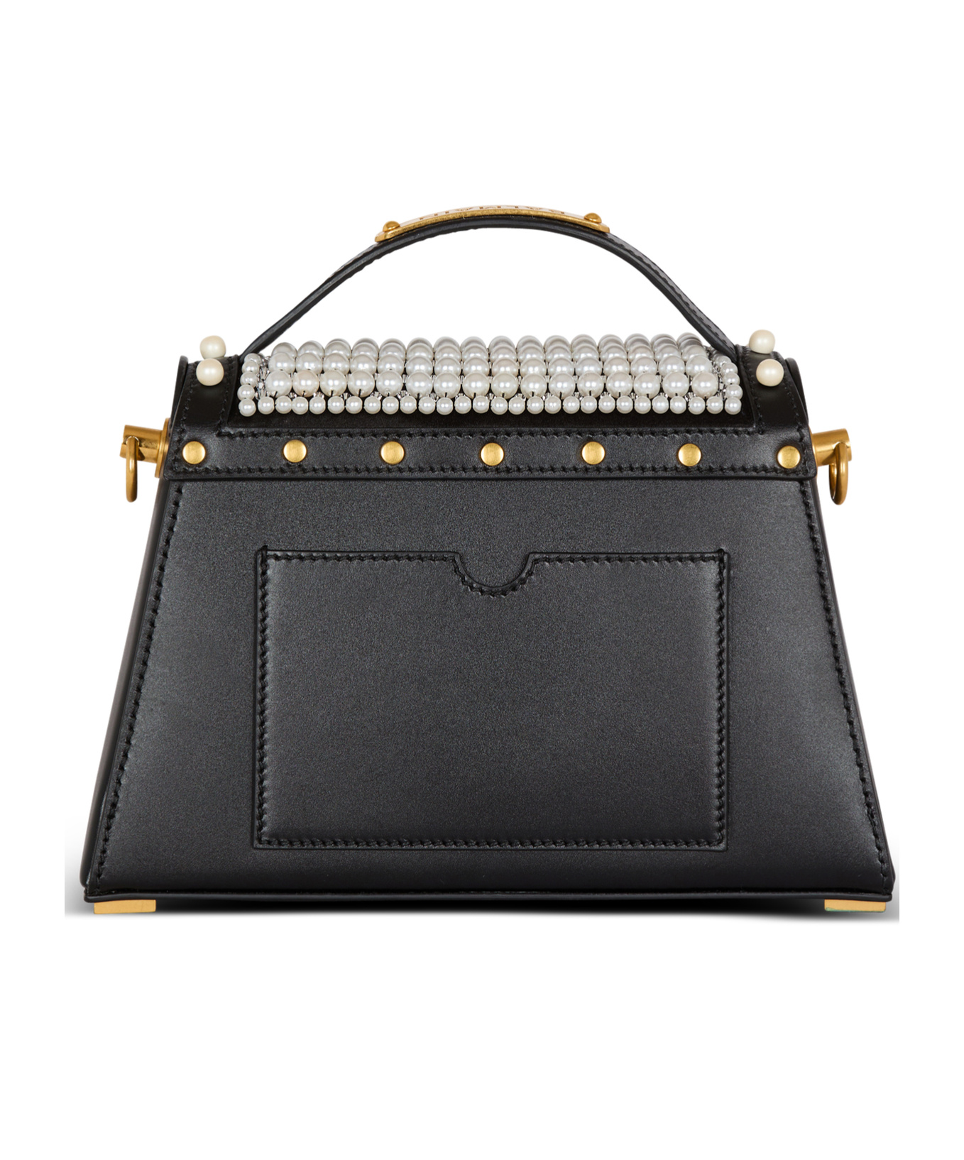 BALMAIN B-BUZZ DYNASTY BAG IN LEATHER AND EMBROIDERED SATIN