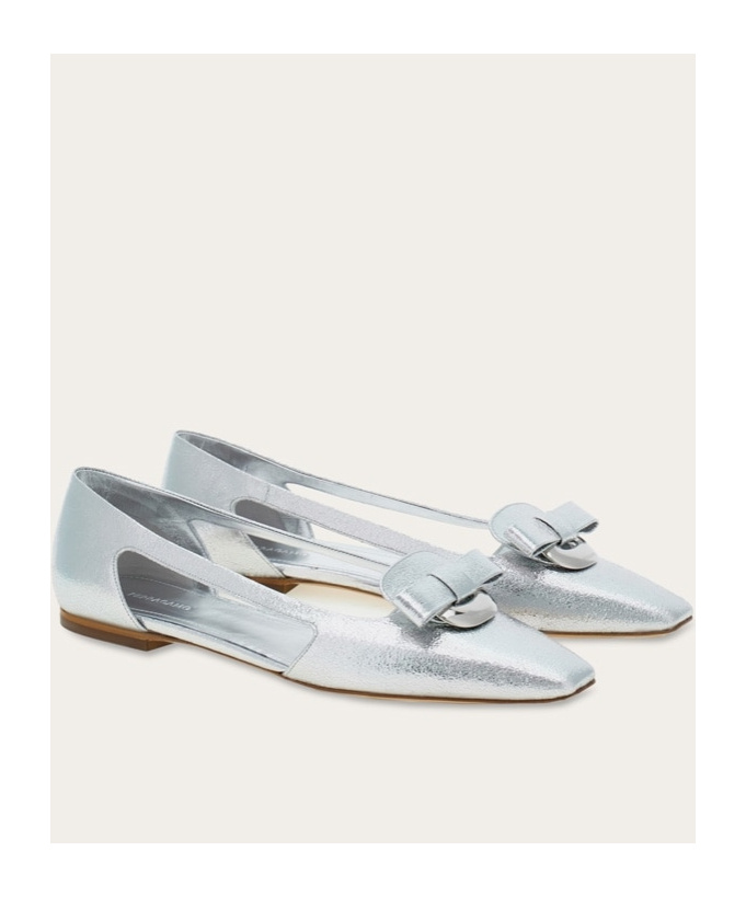 Ferragamo Woman Ballet Flats White Size 7.5 Lambskin In White