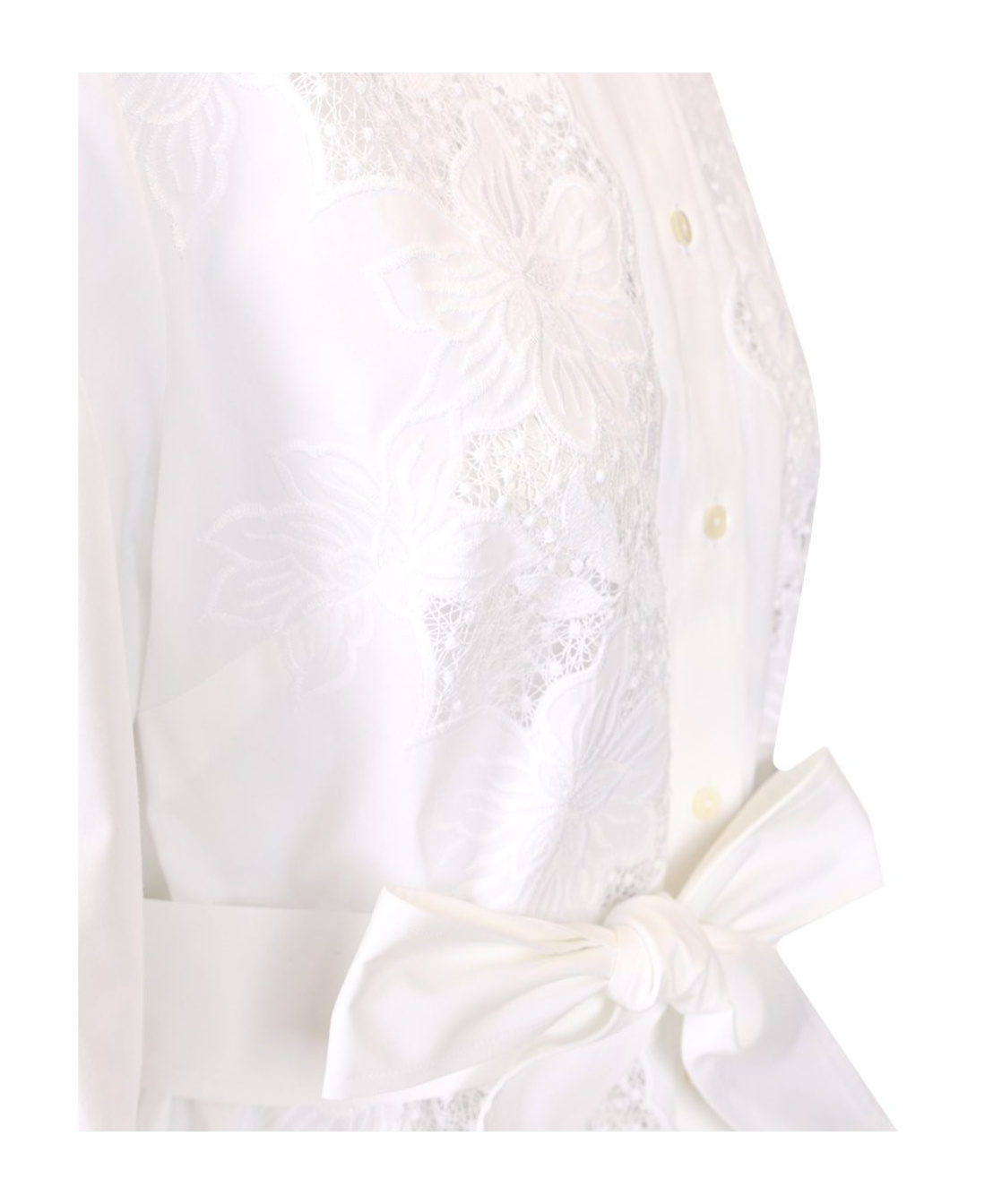 P.a.r.o.s.h Floral Embroidered Midi Shirt Dress In White