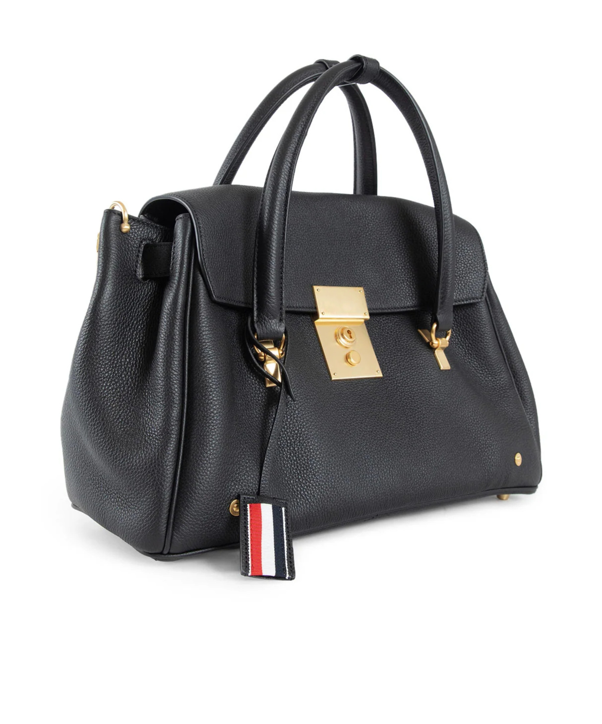 Thom Browne Lock Buckle Shoulder Bag In Black