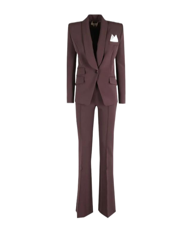 Elisabetta Franchi Long-sleeved Jacket, Belt Loops, Pants, Suit In Red