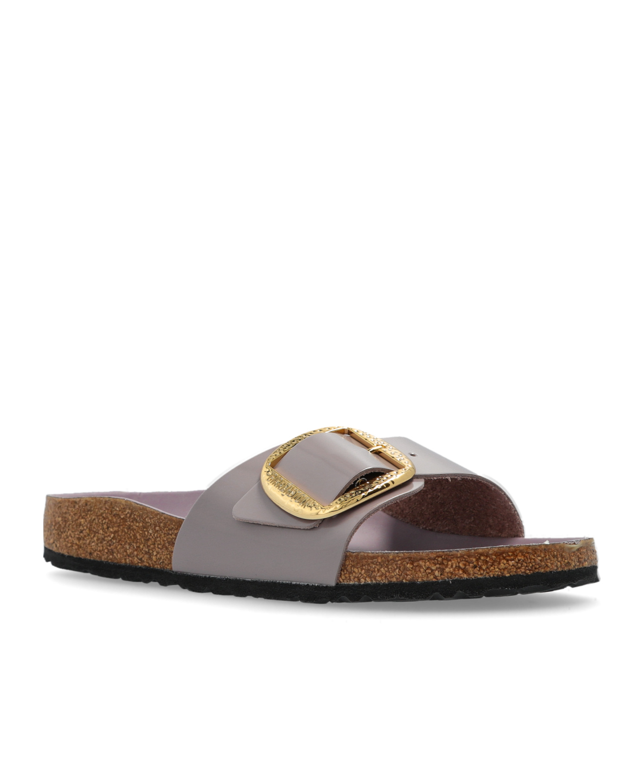 Birkenstock Madrid Hammered Big Buckle Slide Sandal In Gray