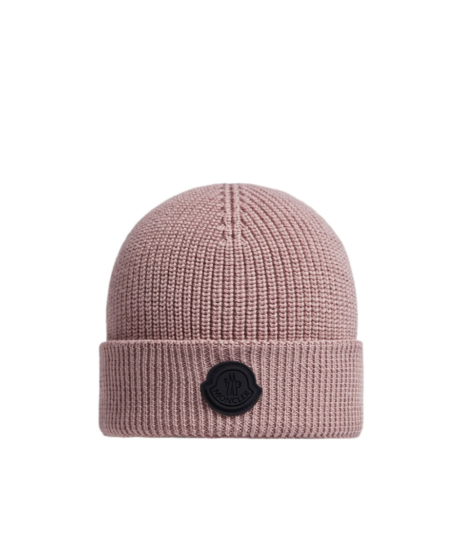 Moncler Wool Blend Beanie In Nude