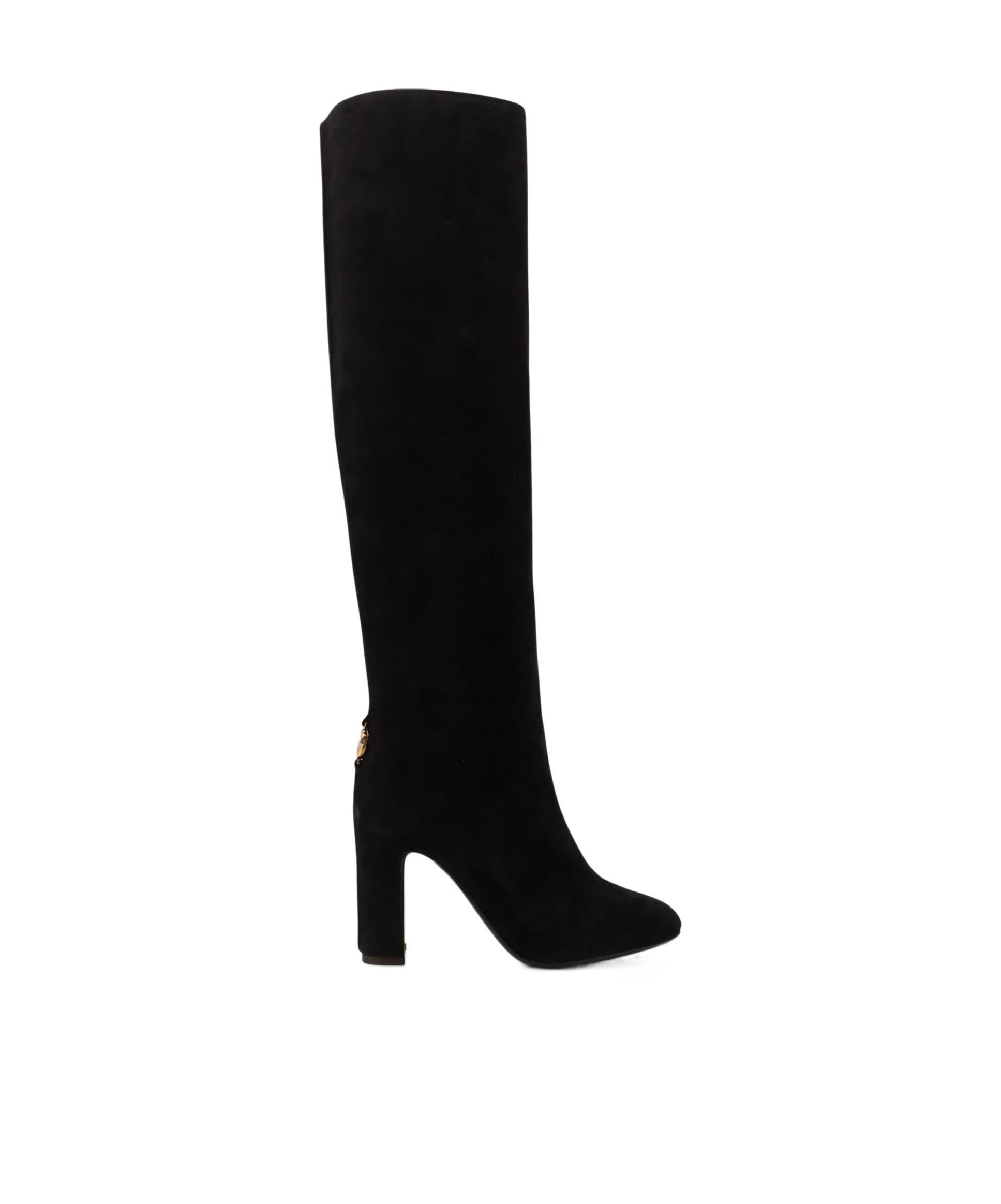 Dolce & Gabbana Logo Thigh-high Boots In Black