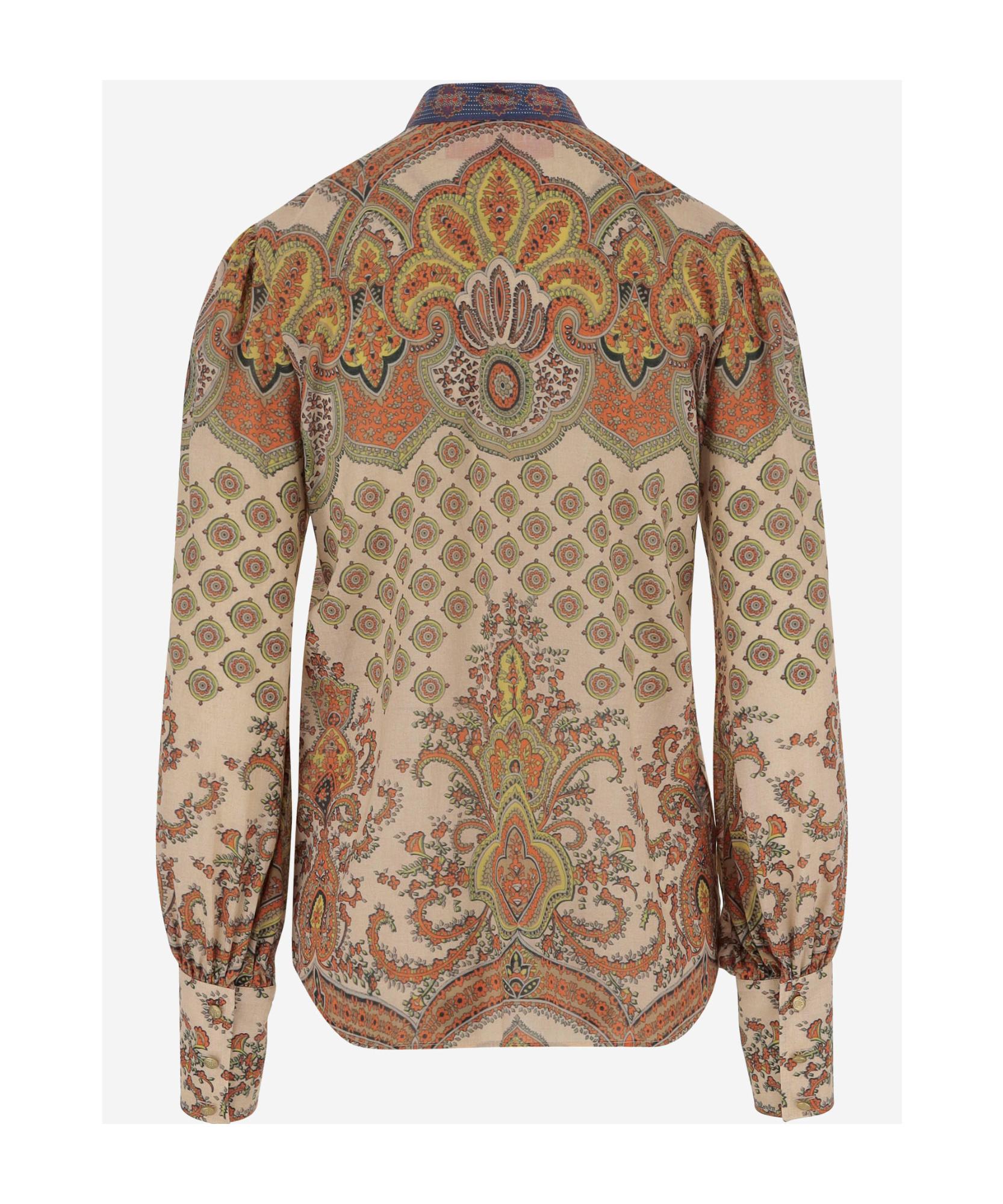 Valentino Cotton Muslin Shirt With Patchwork Pattern In Brown