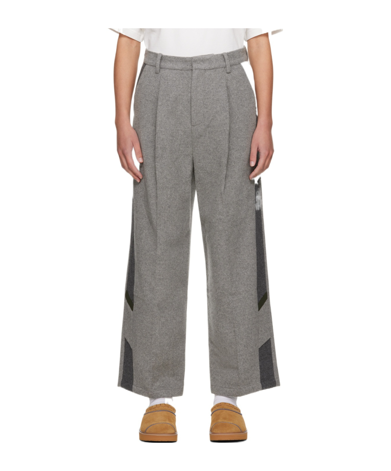 Ader Error Stitched Zipper Casual Pants In Gray
