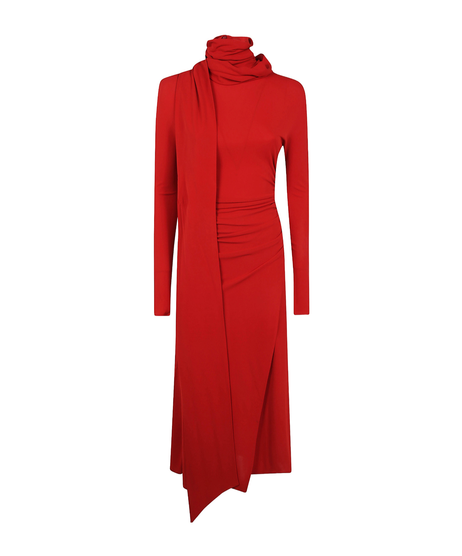 Blumarine High-neck Draped Midi Dress In Red