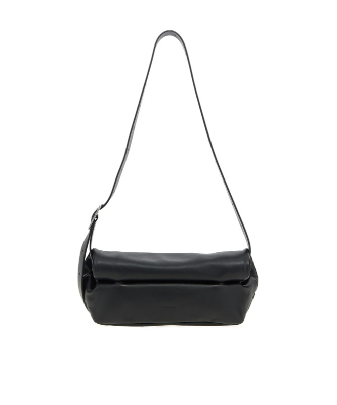 Jil Sander Black Rollup Small Square Belt Bag In Black