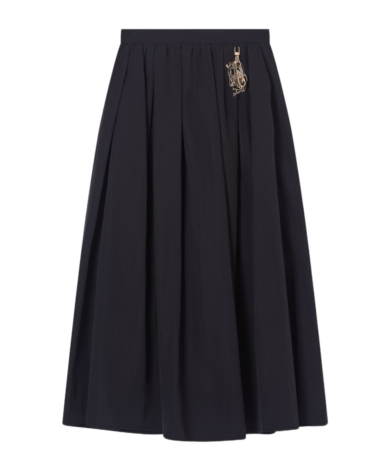 Emporio Armani Pleated Midi Skirt In Black