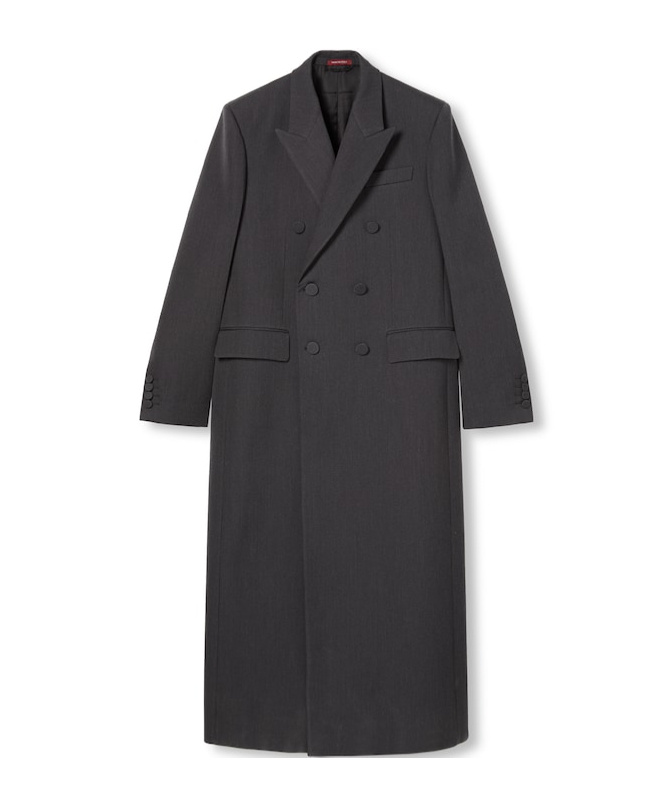 Gucci Ancora Embroidered Wool Coat In Black
