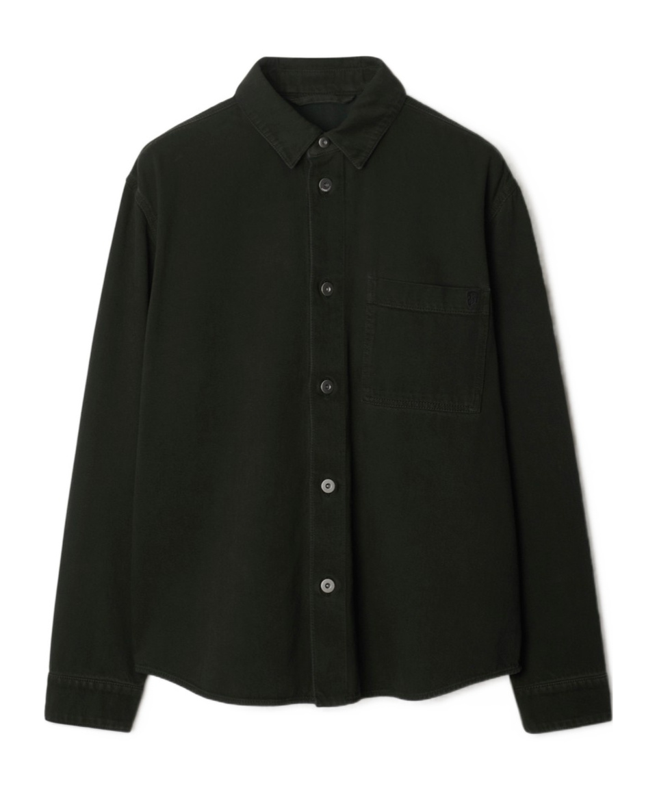 Burberry Button-up Cotton Jacket With Classic Collar In Black