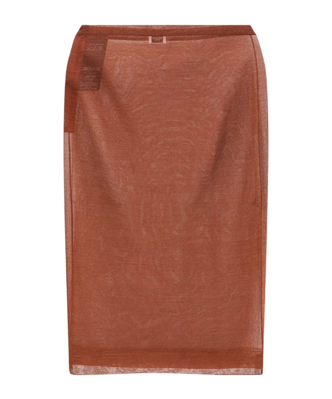 Saint Laurent Knitted Pencil Midi Skirt In Brown