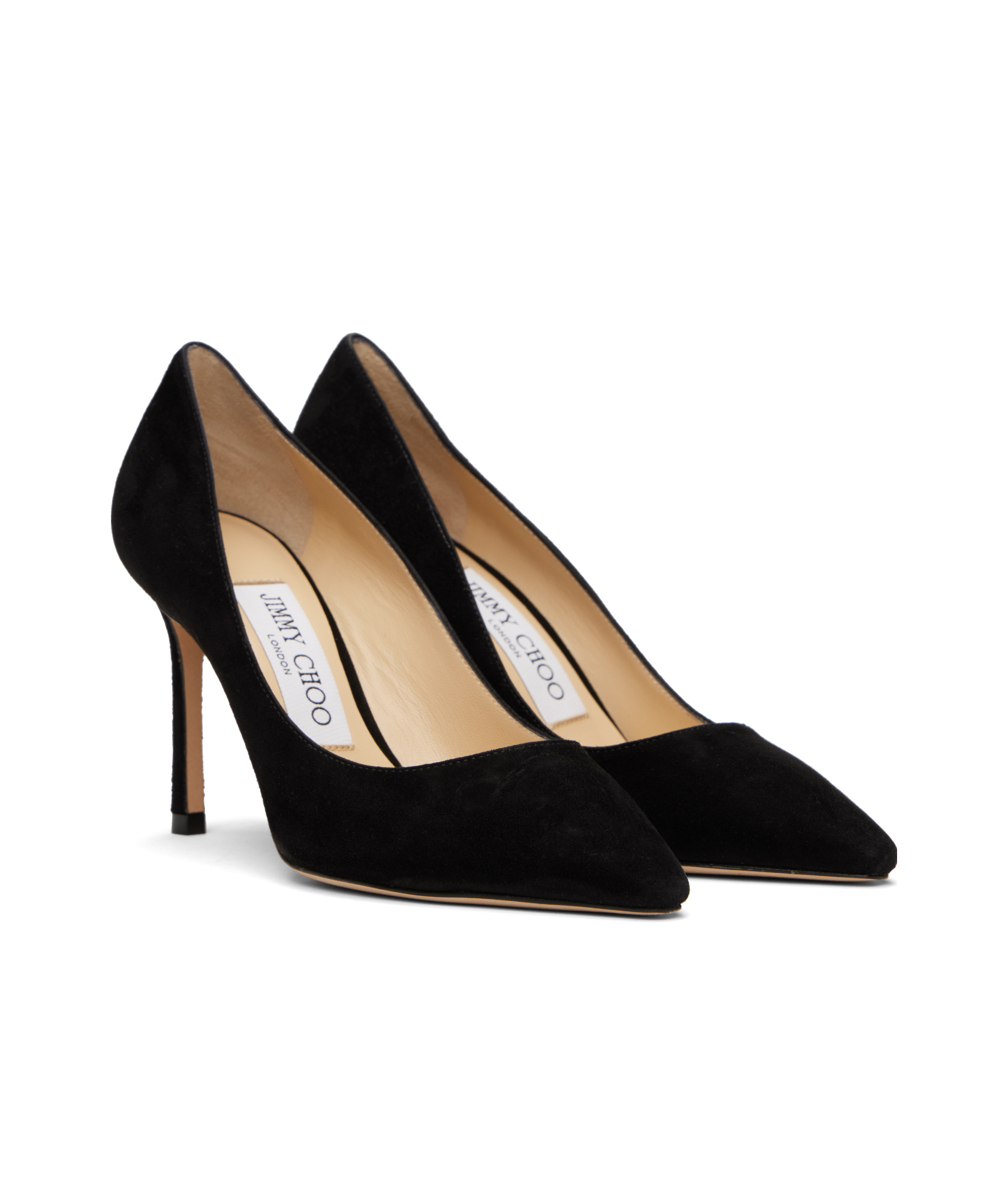 Jimmy Choo Logo Pointed High Heels In Black