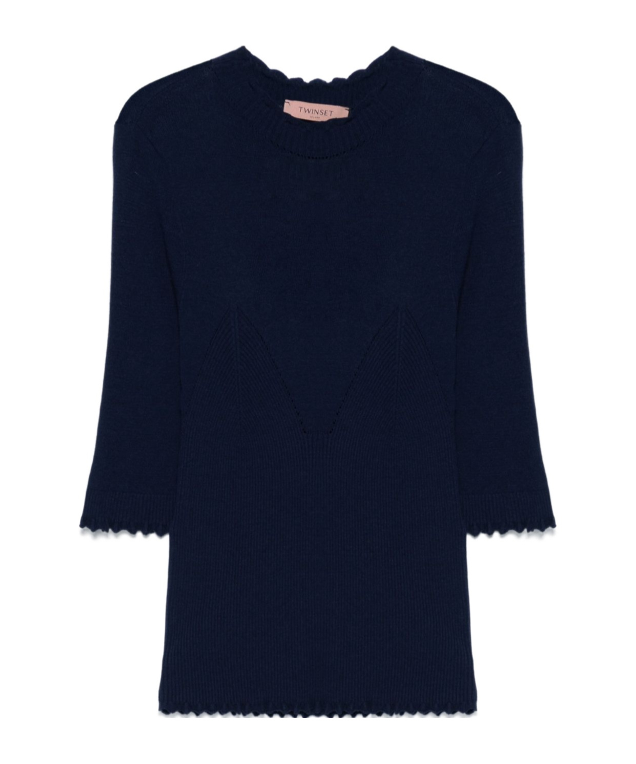 Shop Twinset Pointelle-knit T-shirt