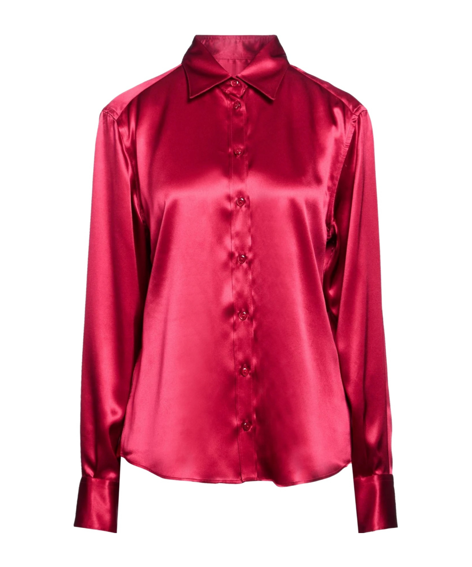 Dolce & Gabbana Solid-colored Satin Long-sleeve Shirt In Red