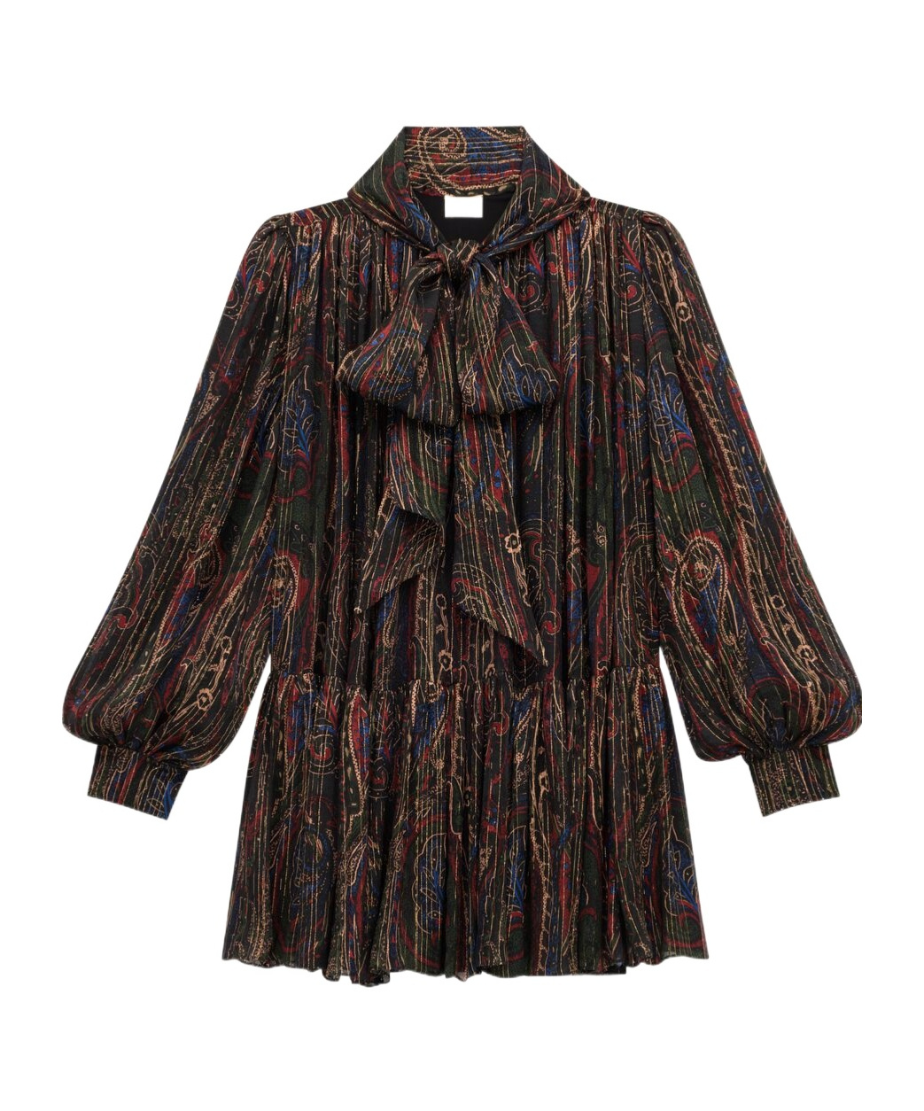 Saint Laurent Silk-blend Patterned Mini Dress In Black