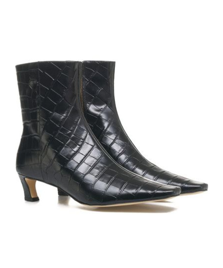 Shop Michael Kors 45mm Cosmo Crocodile-embossed Boots In Black