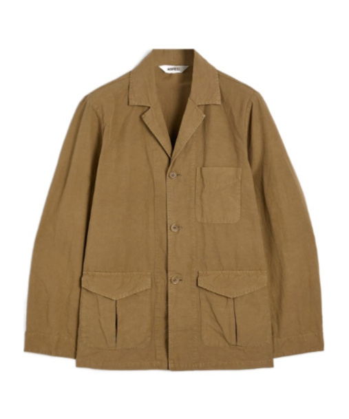 Aspesi Cotton And Linen Canvas Jacket In Soil