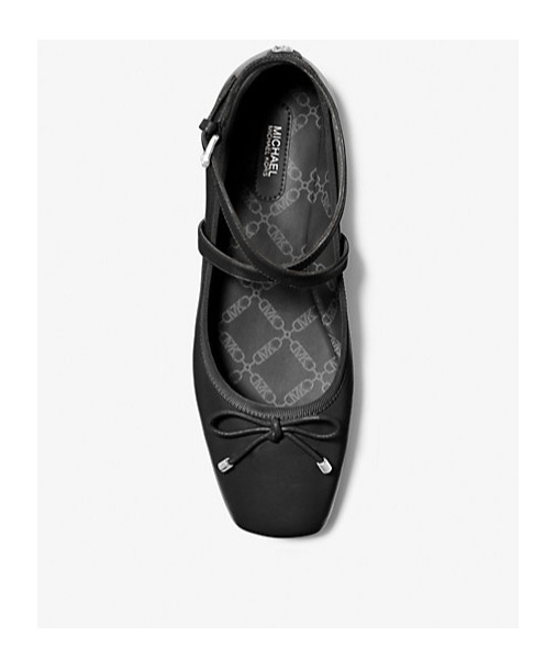 Shop Michael Michael Kors Leather Ballet Flats In Black