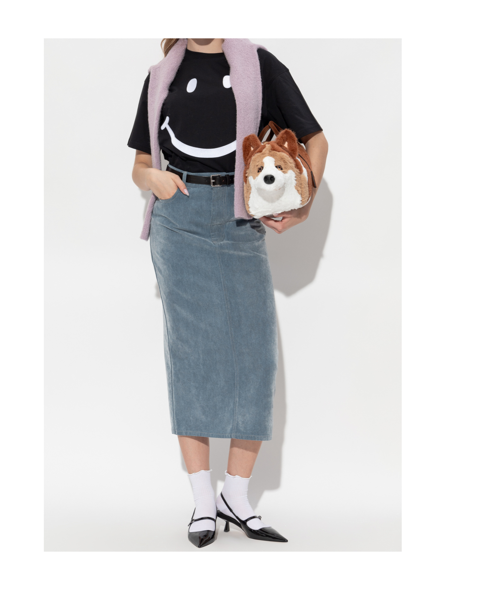 Moschino Button-fastening Denim Midi Straight Skirt In Blue