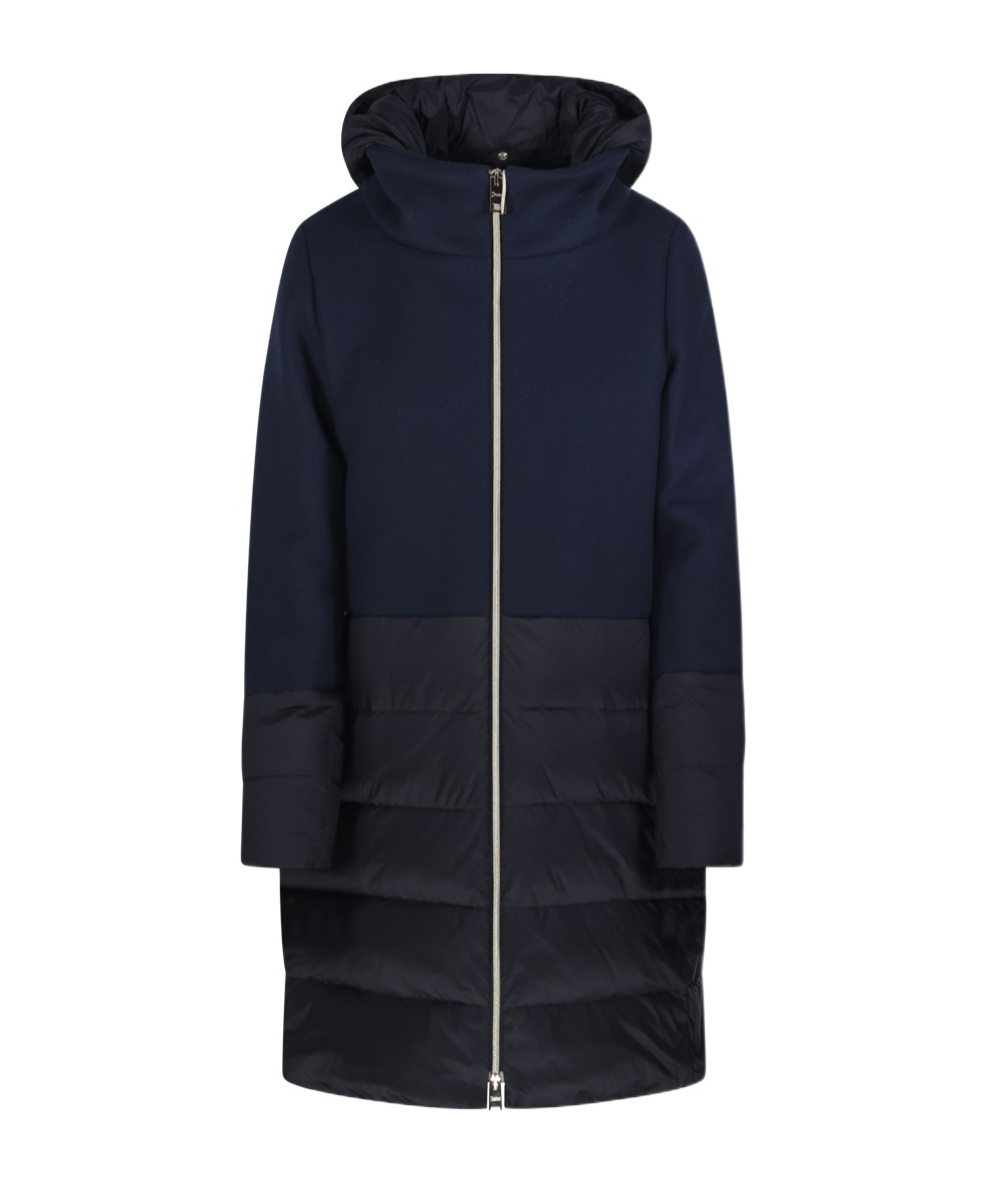 Herno Hooded Longline Quilted Down Jacket In Black