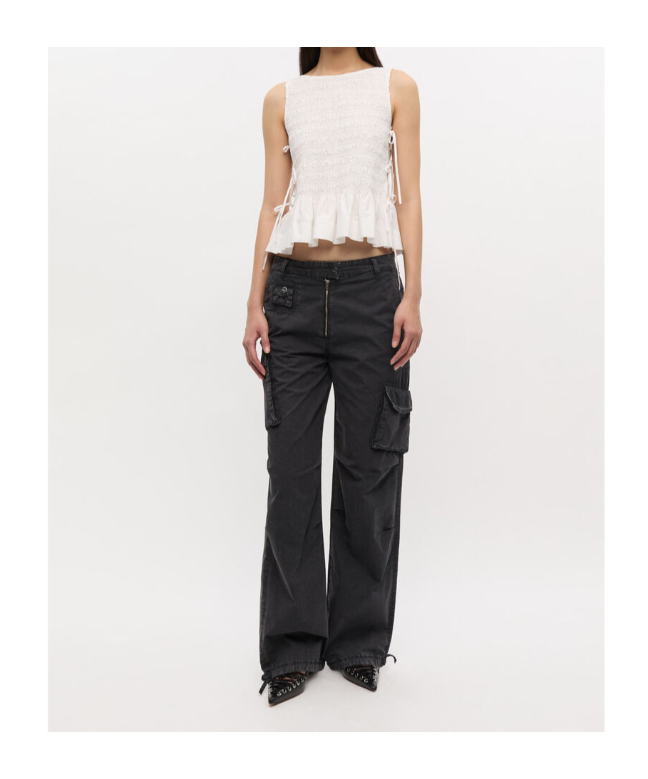 Ganni Women Organic Cotton Cargo Trousers In Black