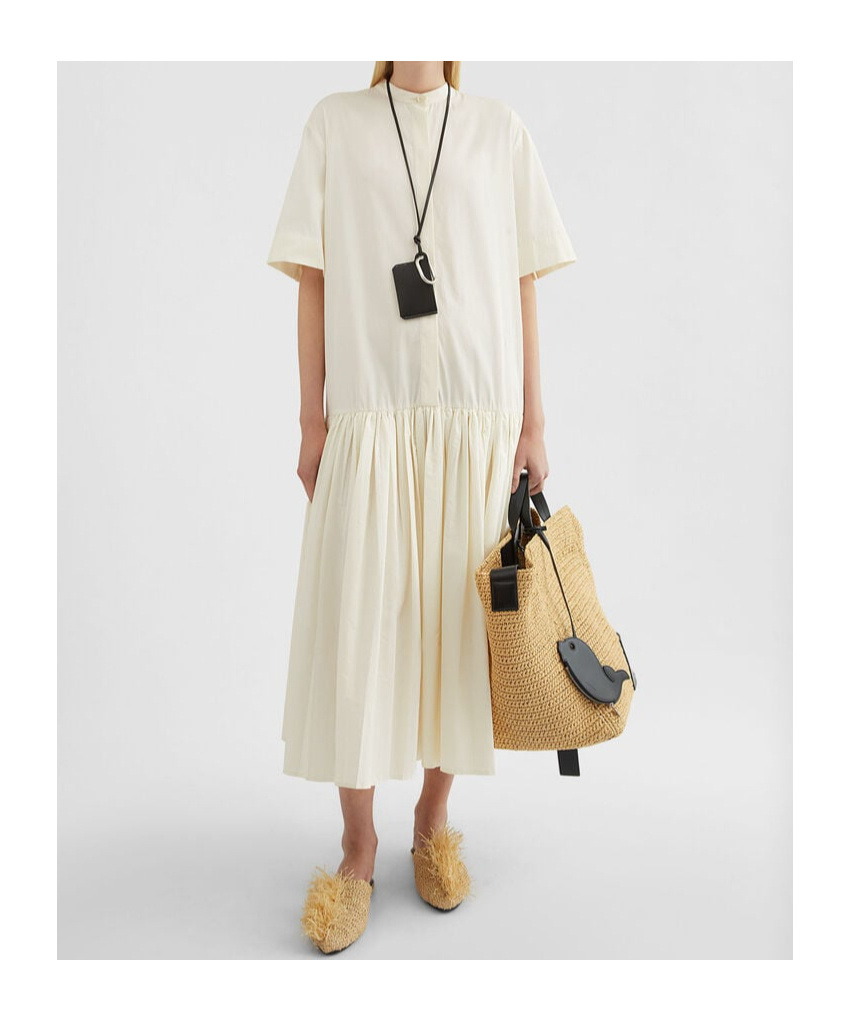 Jil Sander Relaxed Cotton Dress With Button-down Front In White