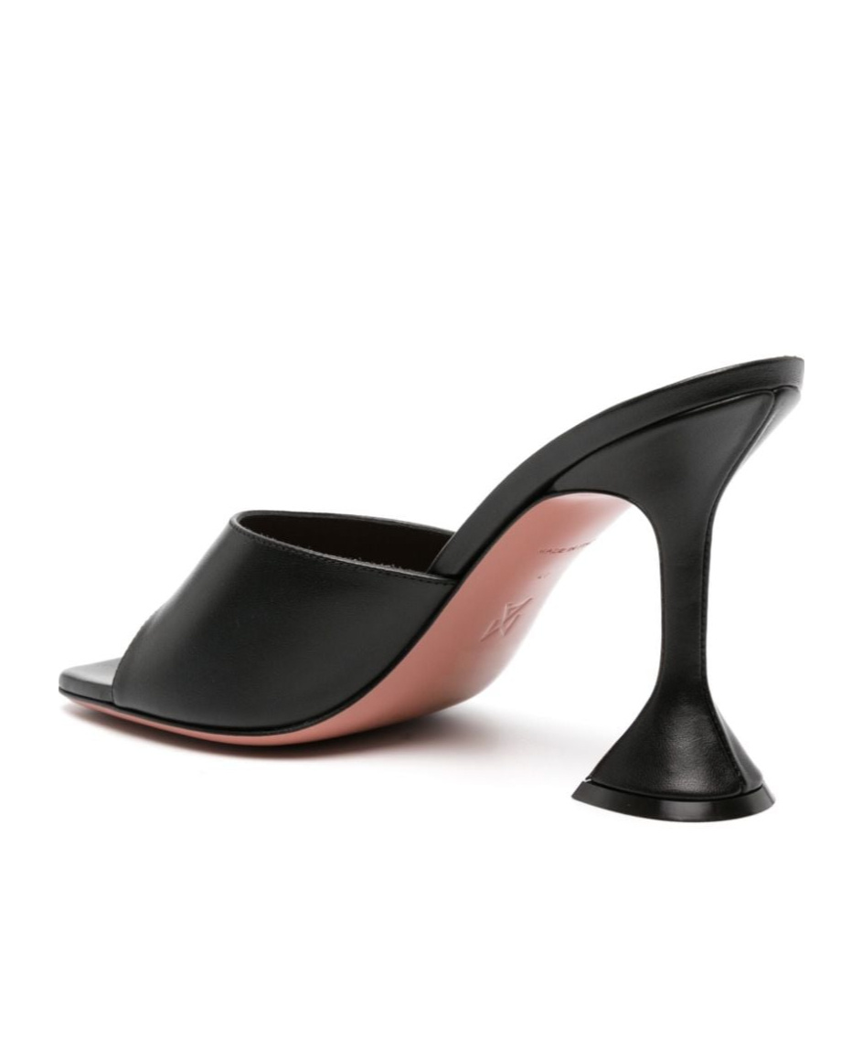 Shop Amina Muaddi Square Toe High Heel Sandals In Black