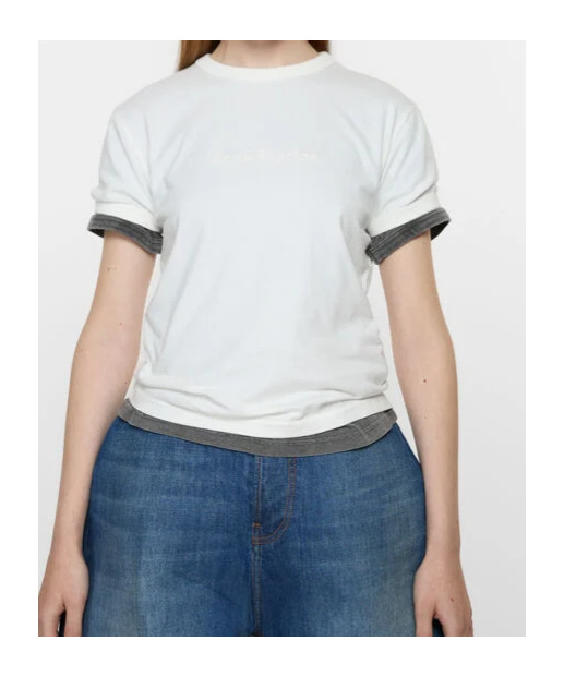 Acne Studios Logo Debossed Crewneck T-shirt In White