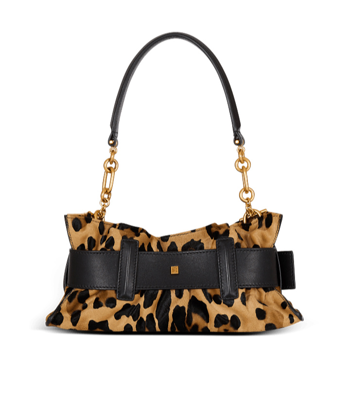 Balmain Anthem Mini Ponyskin-style Leopard Print Bag In Brown